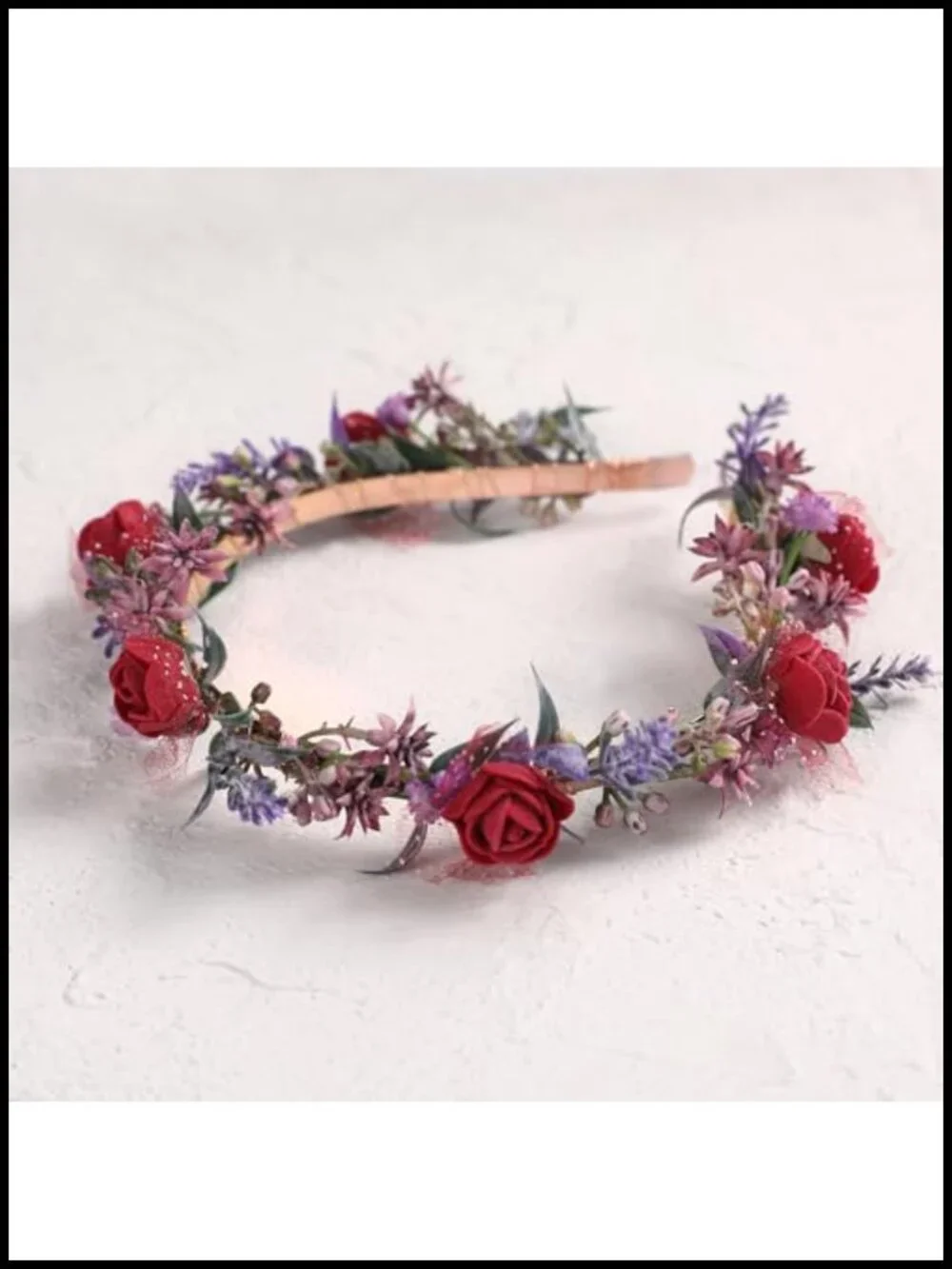 Women's Headband with Lace and Foam Rose Floral Decoration for Weddings and